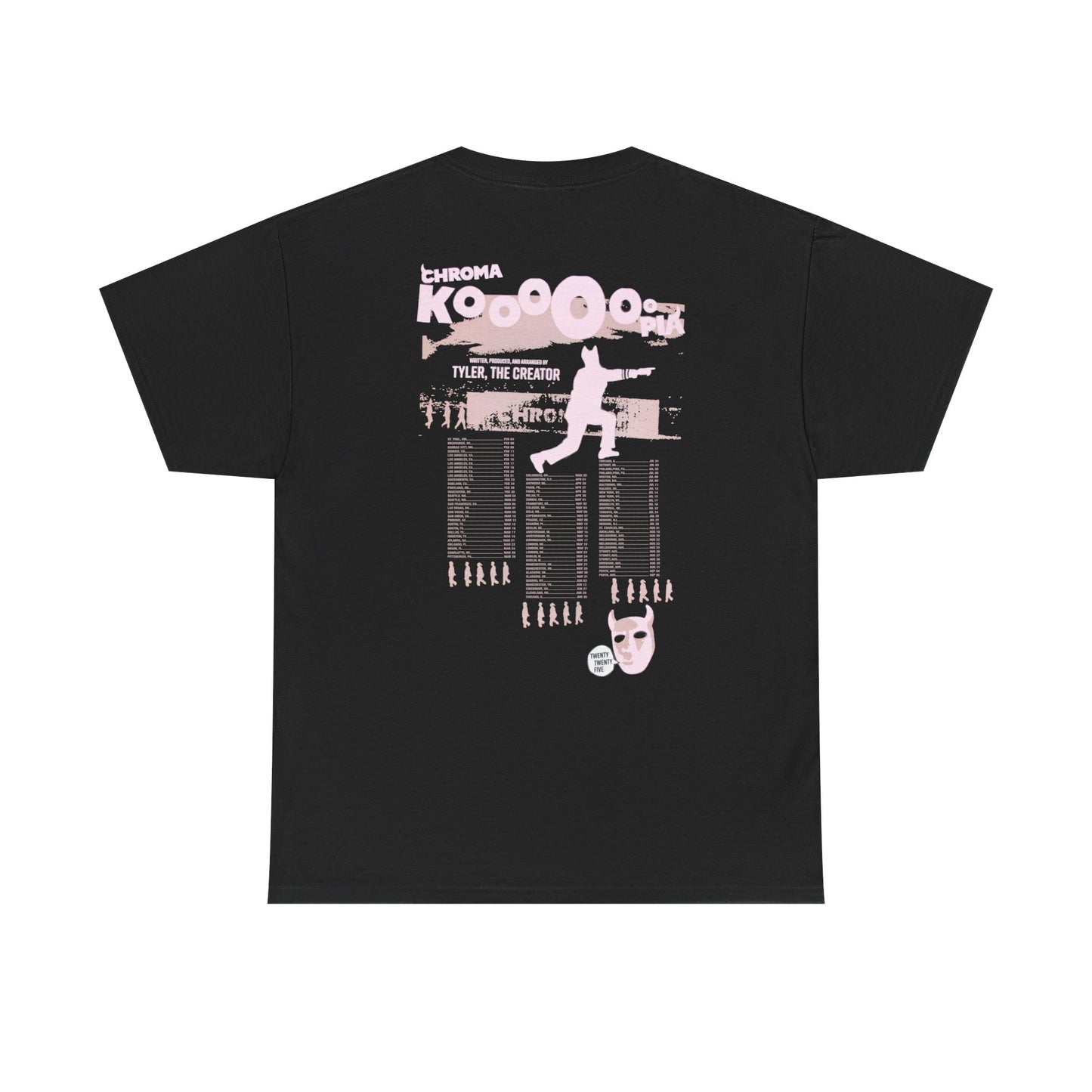 TYLER THE CREATOR MERCH - CHROMAKOPIA SIGNATURE TOUR DATES PINK BLACK TEE