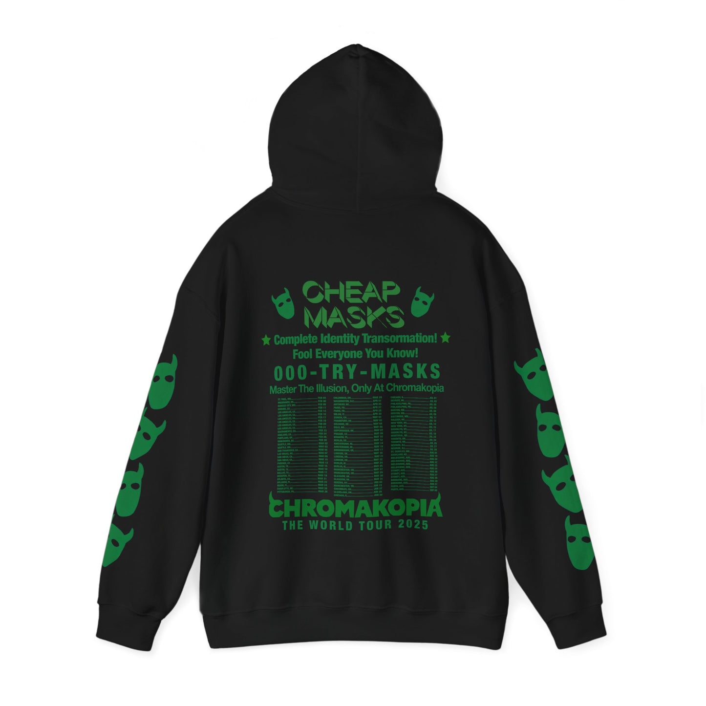 TYLER THE CREATOR MERCH - CHROMAKOPIA CHEAP MASKS SIGNATURE TOUR BLACK HOODIE